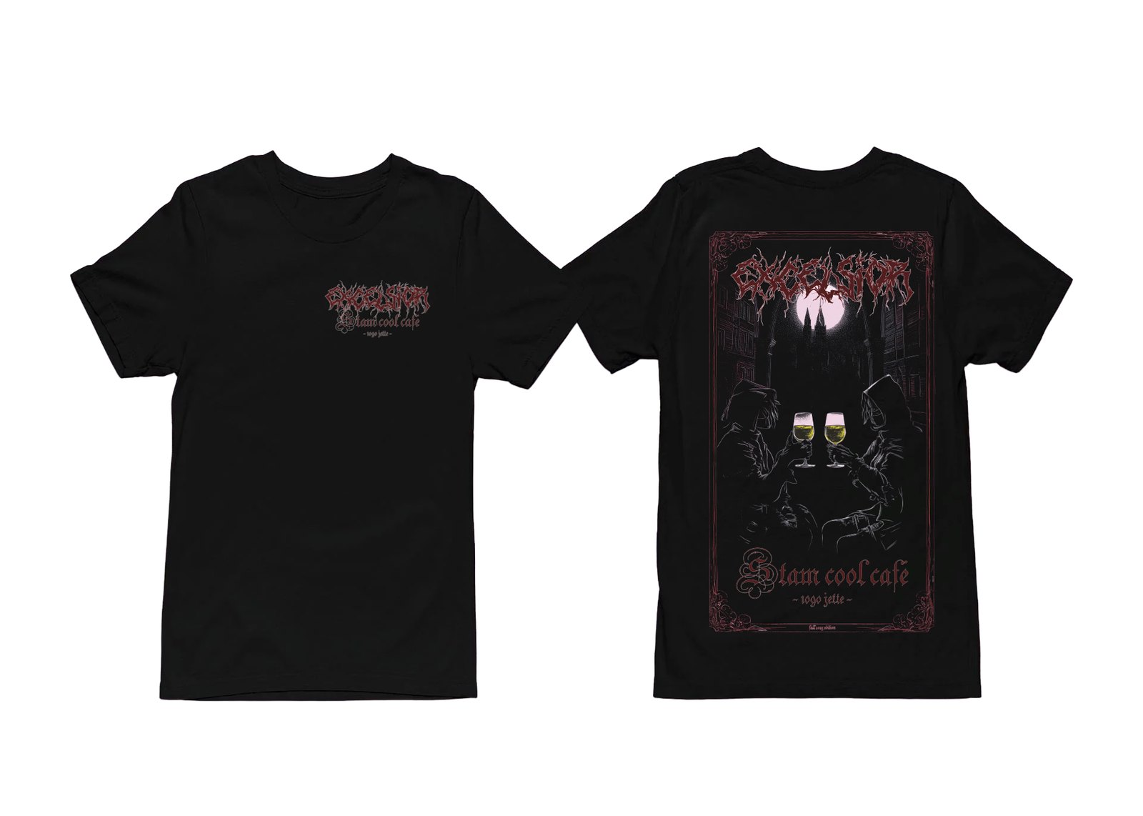 The Halloween design printed on a limited t-shirt, front and back