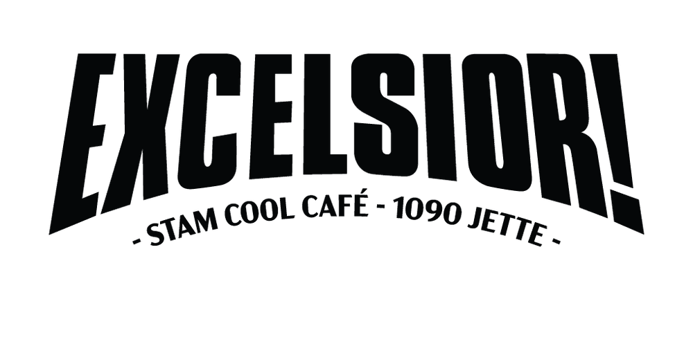 Excelsior! logo sticker in flat black
